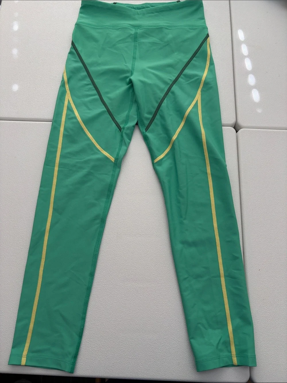 Old Navy Green Leggings with Yellow and Dark Green Accents